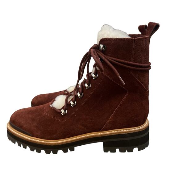NWOT Marc Fisher Izzie Lugsole Ankle Boot Dark Red Suede – Sz 9M - Picture 4 of 7